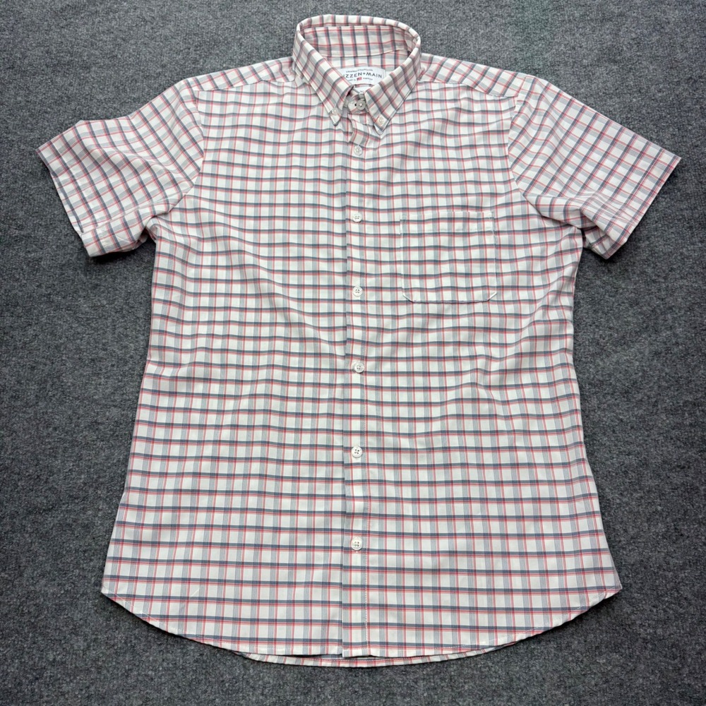 Mizzen+Main Mens Large Trim Fit Leeward Short Sleeve Plaid Button Down Shirt